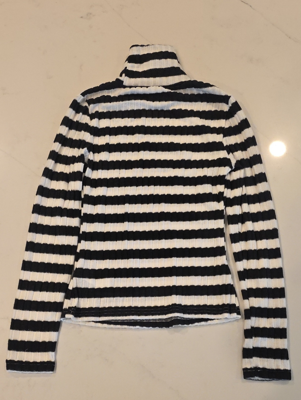 NWOT Women's Striped Ribbed Knit Black & White Turtleneck Sweater